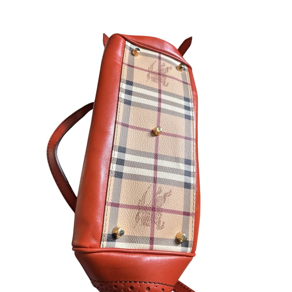 Burberry Haymarket Check Coated Canvas Crossbody Shoulder Bag Orange - Picture 5 of 12